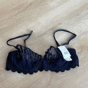 Simone Perele Backstage Demi Bra 34C Noir Scalloped Trim NWT